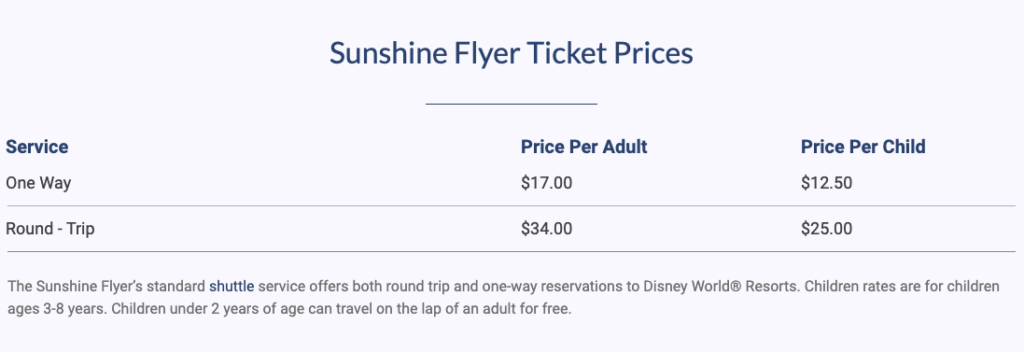Sunshine Flyer Ticket Prices